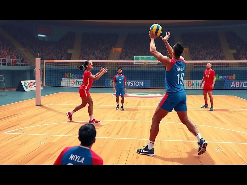 Indian Volleyball Players in Game